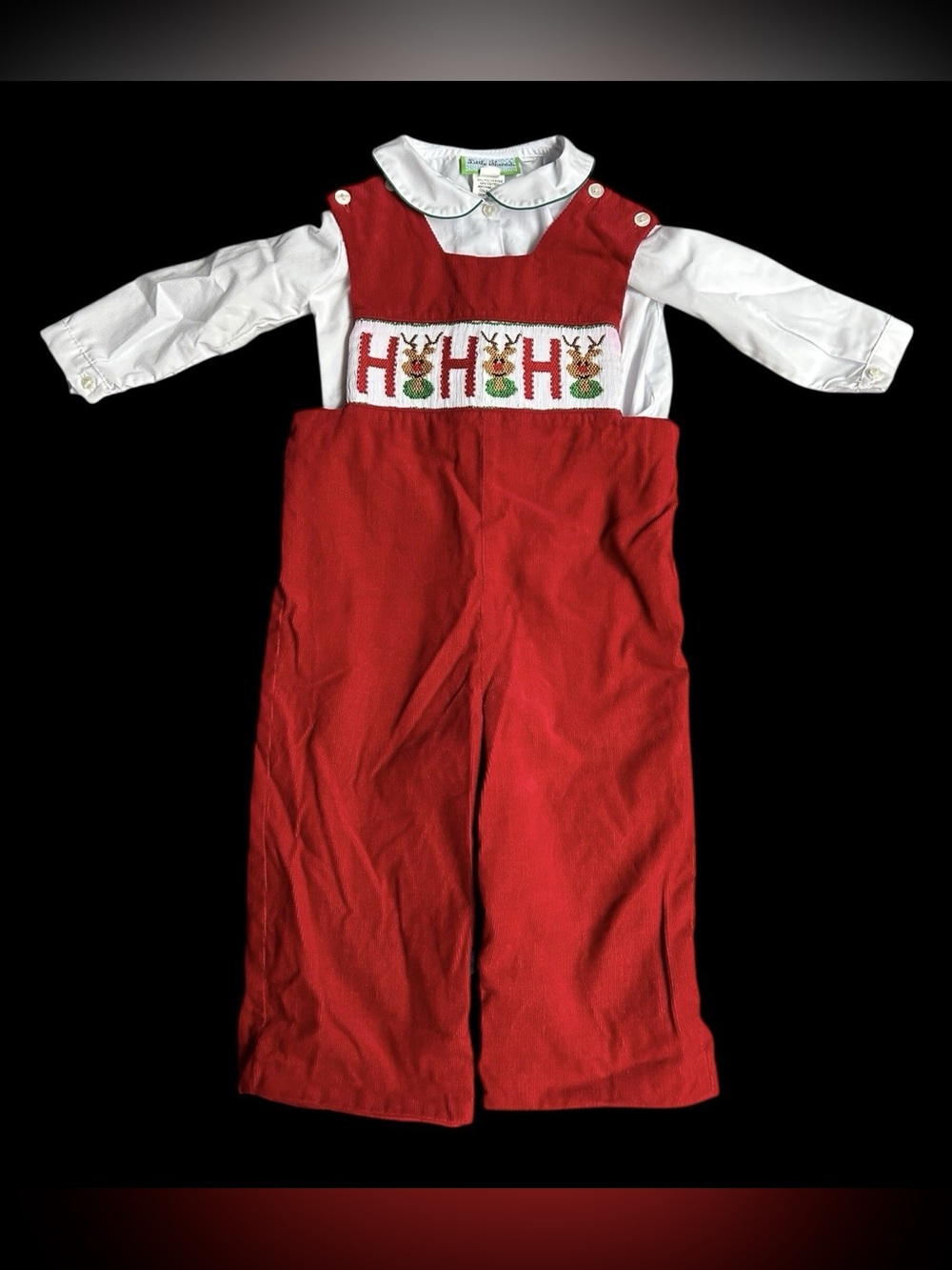 Boutique Little Threads Boys Longalls Jon Jon Smocked Christmas 2 Pc Size 18M